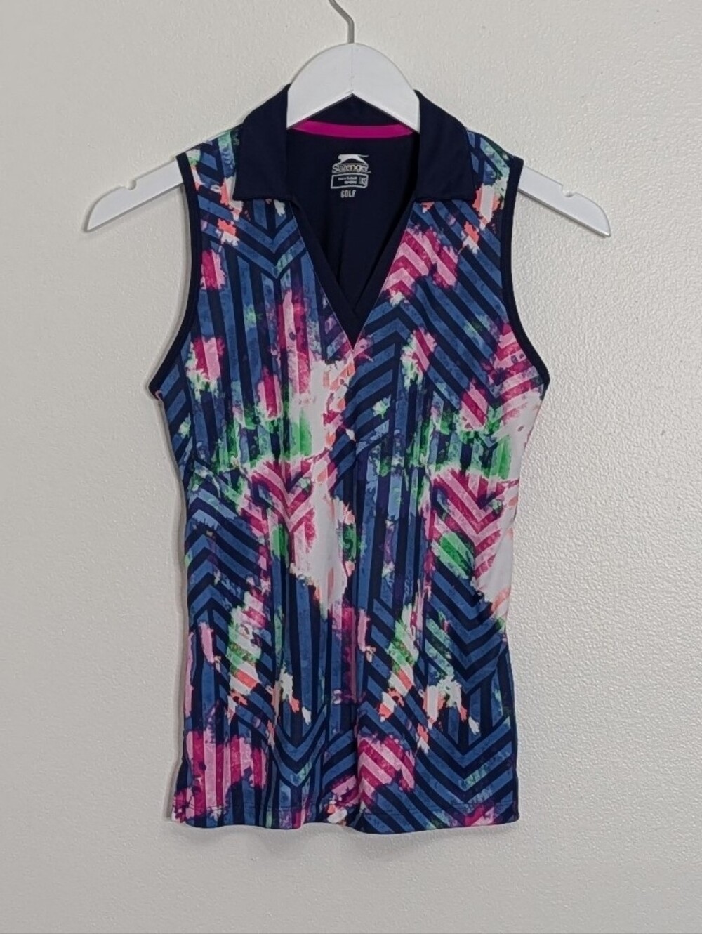 Slazenger Polo Women XS Extra Small Blue Multi Color Golf Sleeveless Prism